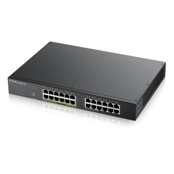Суич Zyxel GS1900-24EP, 1000 Mbps, 24 порта, 24x 100/1000 Mbps, 12x PoE | JAR Computers Zyxel GS1900-24EP