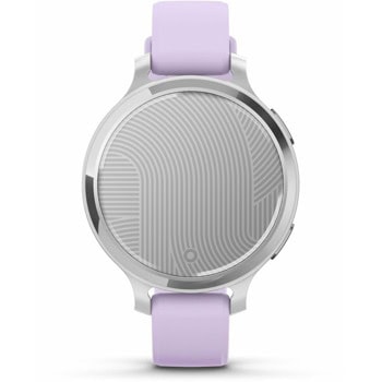 Смарт часовник Garmin Lily 2 Active Silver Purple Jasmine, 1" x 0.84" (2.54cm x 2.13cm) монохромен дисплей, Bluetooth, следене на сърдечна честота, пулсомер, мониторинг на съня, 5ATM, до 9 дни време на работа, лилав | JAR Computers Garmin Lily 2 Active - Silver с Purple Jasmine