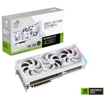 Видео карта Nvidia GF RTX 4080, 16GB, Asus ROG Strix OC White, PCI-E 4.0, GDDR6X, 256-bit, DisplayPort, HDMI | JAR Computers Asus ROG Strix 4080 OC 90YV0IC3-M0NA00
