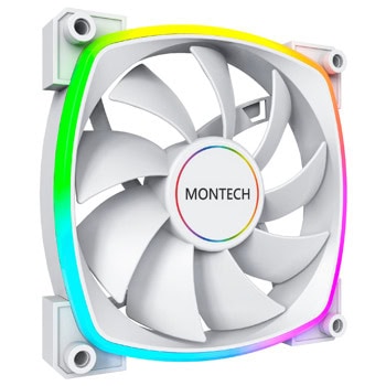 Вентилатор 140mm, Montech AX140 PWM, 4-pin, 1600rpm, ARGB подсветка, бял | JAR Computers Montech AX140 PWM White AX140-PWM-WH