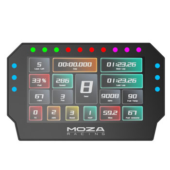 Дигитално табло MOZA CM2 HD Racing Dash, 5" HD (1280x720@60Hz) екран, 10 RGB светлини, PC, съвместим с MOZA бази | JAR Computers Дигитално табло MOZA CM2 HD Racing Dash