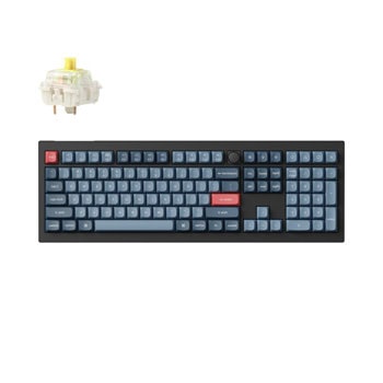 Клавиатура Keychron V6 Max QMK/VIA, безжична, механична, Gateron Jupiter Banana суичове, гейминг, черна, USB | JAR Computers Keychron V6 Max QMK/VIA FAK type GJ Banana V6M-D4