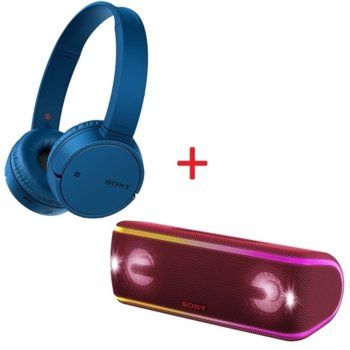 Комплект Sony WH-CH500 Blue + SRS-XB41 Red