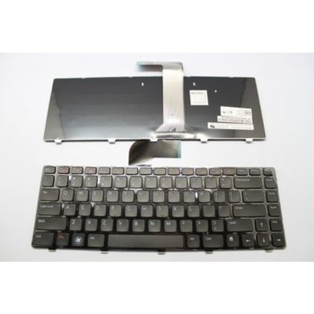 Клавиатура за лаптоп Dell, съвместима със серия Inspiron N5040 M5040 XPS L502, черна рамка, със сиви бутони, с подсветка, US/UK | JAR Computers Клавиатура за Inspiron N5040 M5040 XPS L502 US/UK