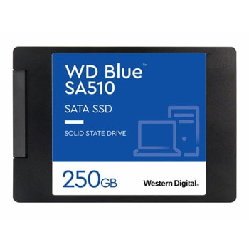 Памет SSD 250GB, Western Digital Blue SA510 (WDS250G3B0A), SATA 6Gb/s, 2.5" (6.35 cm), скорост на четене 555 MB/s, скорост на запис 440 MB/s | JAR Computers Western Digital Blue SA510 250GB WDS250G3B0A