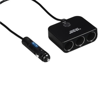 Разклонител Hama 93839, от автомобилна запалка към 3x автомобилна запалка, 1x USB(ж), 1A, черно | JAR Computers Hama 93839