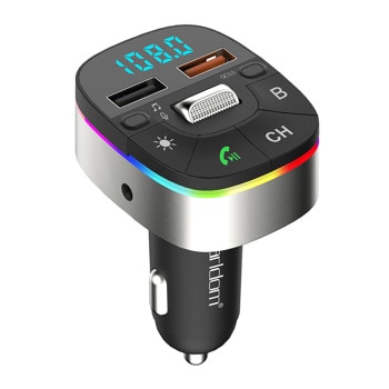 FM трансмитер Earldom ET-M74, Bluetooth 5.0, LCD дисплей, 2x USB-A, MicroSD слот, подсветка, черен | JAR Computers Earldom ET-M74 17720