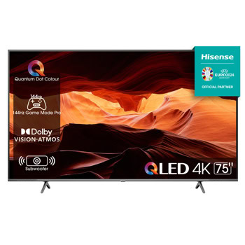 Телевизор Hisense 75E7KQ Pro, 75" (190.5cm) 4K/UHD QLED Smart TV, HDR10, Dolby Vision, Dolby Atmos, DVB-T2/T/C/S2/S, LAN, Bluetooth, Wi-Fi, 4x HDMI, 2x USB | JAR Computers Hisense 75" E7KQ Pro