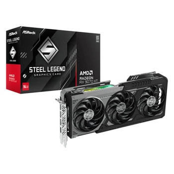 Видео карта AMD Radeon RX 9070 XT, 16GB, ASRock Steel Legend Dark, PCI-E 5.0, GDDR6, 256-bit, DisplayPort, HDMI | JAR Computers ASRock Radeon RX 9070 XT Steel Legend Dark