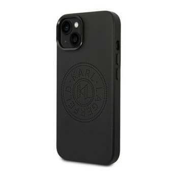 Leather Perforated Logo за iPhone 14 черен