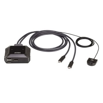 KVM суич ATEN US3312, от 2x USB A(ж), 1x DisplayPort(ж) към 2x USB C(м), 4096x2160@60Hz, черен | JAR Computers ATEN US3312