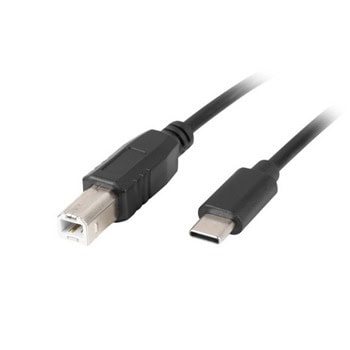Кабел Lanberg CA-USBA-14CC-0018-BK, от USB-C(м) към USB-B(м), 1.8m, черен | JAR Computers Lanberg CA-USBA-14CC-0018-BK