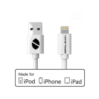 Кабел ZeroLemon USB A(м) към USB Lightning, 2m, бял | JAR Computers ZeroLemon USB A to USB Lightning 2m Y320