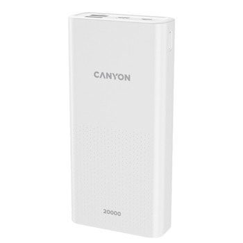 Външна батерия/power bank/ Canyon PB-2001 (CNE-CPB2001W), 20000 mAh, бяла, 2.1A/5V, 1x USB C, 2x USB A image