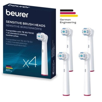 Резервни глави Beurer 10158, съвместими с Beurer TB 30/50, 4 бр., бели | JAR Computers Резервни глави Beurer 10158 за Beurer TB 30/50