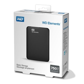 Твърд диск 750GB WD Elements, външен, 2.5" (6.35 cm), USB3.0 | JAR Computers 750 GB WD Elements USB 3.0 WDBUZG0010BBK