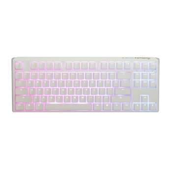 Клавиатура Ducky One 3 Pure White TKL, жична, гейминг, механична, Hotswap Cherry MX Blue суичове, RGB подсветка, бяла, USB | JAR Computers Ducky One 3 Pure White TKL Hotswap Cherry MX Blue