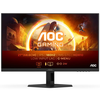 Монитор AOC 27G4XE, 27" (68.58cm) IPS панел, 180Hz, Full HD, 1ms, 80 000 000:1, 300cd/m2, DisplayPort, HDMI | JAR Computers AOC 27G4XE
