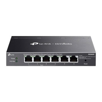 Суич TP-Link Omada ES206GP, 1000 Mbps, 6 порта, 6x 10/100/1000Mbps RJ45 (4x PoE+) | JAR Computers TP-Link Omada ES206GP