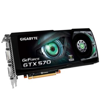 Видео карта GF GTX 570, 1280MB Gigabyte N570D5-13I-B, PCI-E, DDR5, 320bit, miniHDMI & 2xDVI | JAR Computers GF GTX 570