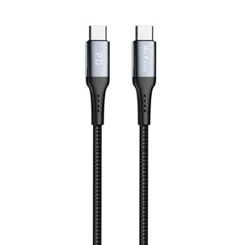 Кабел DeTech, от USB C(м) към USB C(м), PD, 2m, черен | JAR Computers кабел detech de43cc2 type c 2m черен 40265