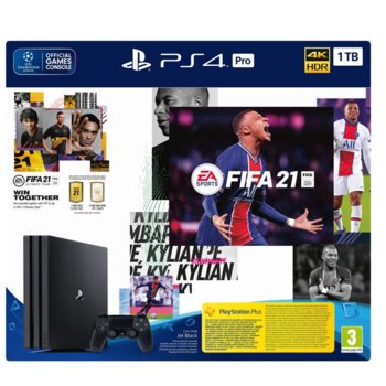 Конзола PlayStation 4 Pro 1TB в комплект с FIFA 21, черна | JAR Computers PS4 Pro 1TB + FIFA 21