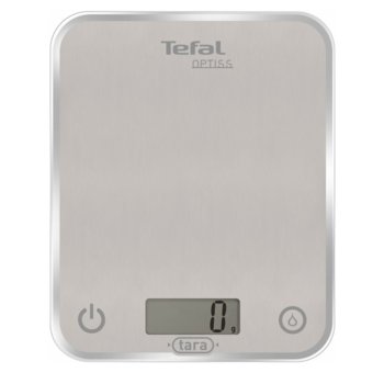 Кухненски кантар Tefal BC5004V2, Optiss, дигитален, капацитет 5кг, възможност за мерене в мл., ръчно и автоматично вкл/изкл, ултра тънък стъклен дизайн, бял | JAR Computers Tefal BC5004V2