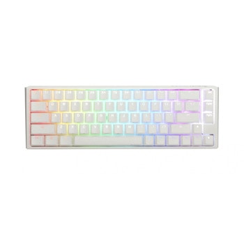 Клавиатура Ducky One 3 Pure White SF 60, жична, гейминг, механична, Hotswap Cherry MX Black суичове, RGB подсветка, бяла, USB | JAR Computers Ducky One 3 Pure White SF 65 Cherry MX Black