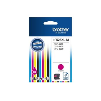 Касета ЗА BROTHER DCP-J100, DCP-J105, MFC-J200 Ink Cartridge High Yield for - Magenta - P№ LC525XLM- Заб.: 1300k. | JAR Computers Brother LC-525 XL Magenta Ink