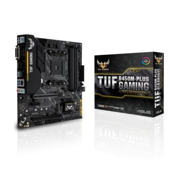 Дънна платка Asus TUF B450M-PLUS GAMING, B450, AM4, DDR4, PCI-E (HDMI&DVI)(CFX), 2x SATA 6Gb/s, 1x M.2 Socket, 1x USB 3.1 (Gen 2, Type-A), Micro ATX | JAR Computers Asus TUF B450M-PLUS GAMING