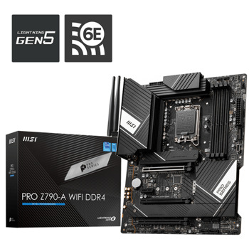 Дънна платка MSI PRO Z790-A WIFI, Z790, LGA1700, DDR4, PCI-E 5.0, (DP&HDMI), 6x SATA 6Gb/s, 4x M.2, 1x USB 3.2 Gen 2x2 Type-C, Wi-Fi 6, Bluetooth v5.3, ATX | JAR Computers MSI PRO Z790-A WIFI DDR4 911-7E07-001