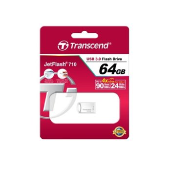 Памет 64GB USB Flash Drive, Transcend JetFlash 710, USB 3.0, сребриста | JAR Computers Transcend 64GB JetFlash 710, USB 3.0, Silver