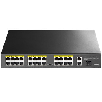 Суич Cudy FS1026PS1, 1000Mbps, 26 порта, 24x 10/100Mbps PoE, 2x 100/1000Mbps Uplink, 1x SFP | JAR Computers Cudy FS1026PS1