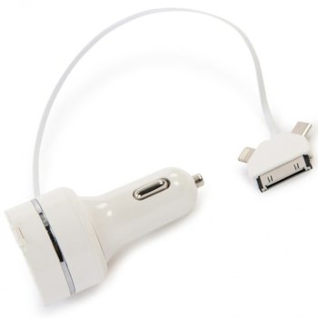 Зарядно за кола Ednet 1x Micro USB (м), 30 pin., 8 pin., бяло | JAR Computers Ednet 1x Micro USB (м)/ 30 pin./ 8 pin.