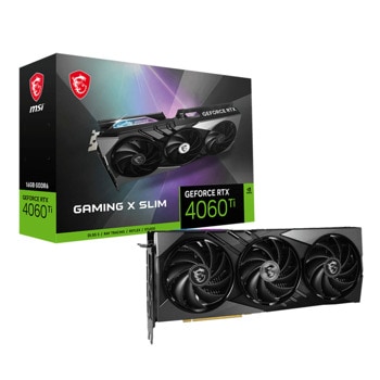 Видео карта Nvidia GF RTX 4060 Ti, 16GB, MSI Gaming X Slim, PCI-E 4.0, GDDR6, 128-bit, DisplayPort, HDMI | JAR Computers Видео карта MSI GF RTX 4060 Ti Gaming X Slim 16G