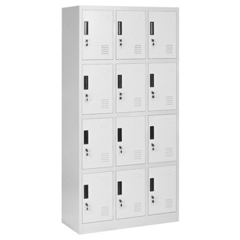 Метален шкаф Carmen CR-1258 K, 12x шкафове, със заключване, вентилационен отвор, прахово боядисан, сив | JAR Computers Carmen CR-1258 K - сив