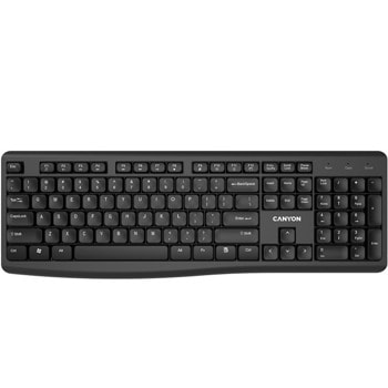 Клавиатура Canyon CNS-HKBW05-BG, безжична, 12 мултимедийни клавиша, кирилизирана, черна, USB image