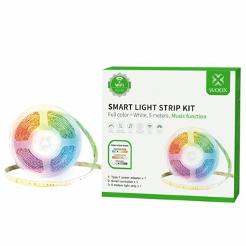 LED лента Woox Smart LED Strip Kit + Music Functions, 24W, 12V, 210lm, 5m, Wi-Fi, Bluetooth | JAR Computers Woox Smart LED Strip Kit + Music Functions R5149