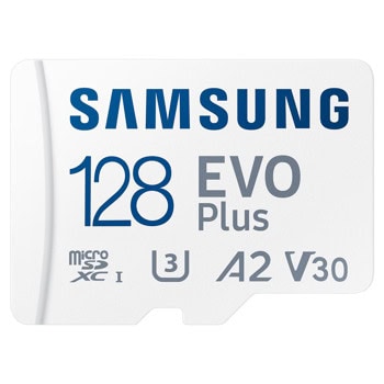 Карта памет 128GB microSDXC с адаптер, Samsung EVO Plus (MB-MC128SA/EU), UHS-I U3 V30, скорост на четене до 160MB/s | JAR Computers SAMSUNG MB-MC128SA/EU