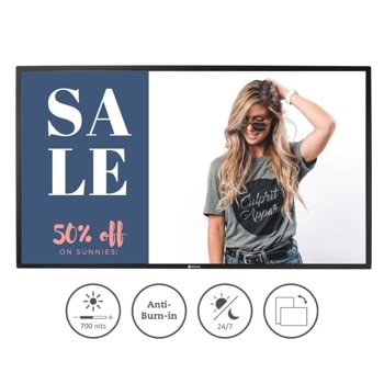 Публичен дисплей AG Neovo PD-55Q, 54.6" (138.6 cm) 4K/UHD LED дисплей, DisplayPort, HDMI, DVI-I, USB, LAN | JAR Computers AG Neovo PD-55Q