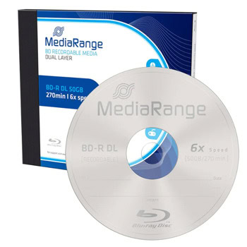 Оптичен носител BD-R, 50Gb, MediaRange MR506, 6x, 1бр. в кутия | JAR Computers MediaRange BD-R Double Layer 50Gb 6X MR506