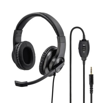 Слушалки Hama HS-P350, микрофон, Y-адаптер, 3.5mm жак, черни | JAR Computers Hama HS-P350 Black