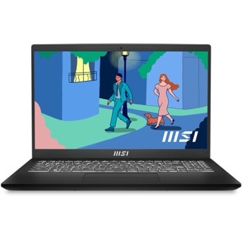 Лаптоп MSI Modern 15 B7M (9S7-15HK12-095), шестядрен AMD Ryzen 5 7530U 2.0/4.5GHz, 15.6" (39.62 cm) Full HD IPS Anti-Glare Display, (HDMI), 16GB DDR4, 512GB SSD, USB 3.2 Type-C, No OS | JAR Computers MSI Modern 15 B7M 9S7-15HK12-095
