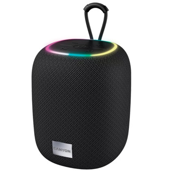 Тонколона Canyon BSP-8, 10W RMS, Bluetooth, AUX, USB, до 3 часа с едно зареждане, RGB подсветка, черна | JAR Computers Canyon BSP-8 Black