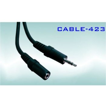 Кабел Royal CABLE-423/3 STER F, от 1x 3.5mm TRS(м) към 1x 3.5mm TRS(ж), 3m, черен, никелирани конектори | JAR Computers Royal CABLE-423/3 STER F 21008665