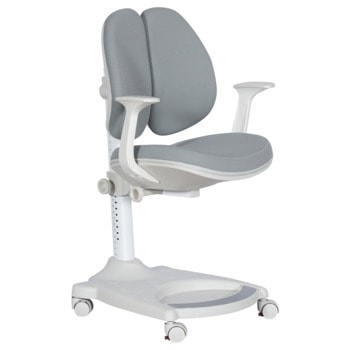 Детски стол Carmen 6015, до 70кг, пропилен/дамаска, полипропиленова база, регулиране на височината, ергономичен, стъпенка, сив image