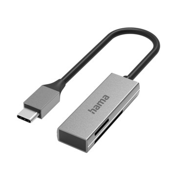 Четец за карти Hama 200131, USB 3.0 Type-C, SD/SDHC/SDXC, microSD/microSDHC/microSDXC, сребрист | JAR Computers Hama 200131