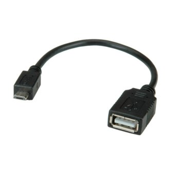 Кабел Roline, USB B(5-pin)(м) към USB A(ж), 0.15m, черен | JAR Computers Roline USB micro B(м) към USB A(ж) 11.99.8311