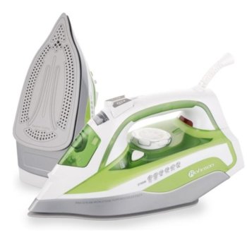 Парна ютия Rohnson R 349, плоча с керамично покритие, функция вертикално гладене, регулиране на количеството пара, 2750W, бяла/зелена | JAR Computers Rohnson R-349