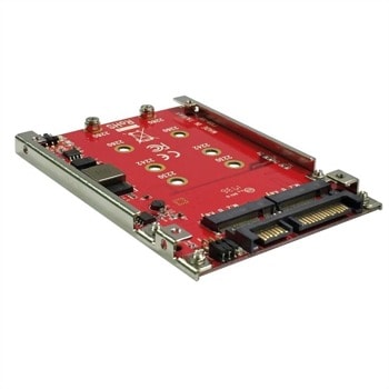 Преходник ROLINE 16.01.4145, SSD M.2 към SATA, 2x M.2 NGFF SSD, RAID, червен | JAR Computers ROLINE 16.01.4145